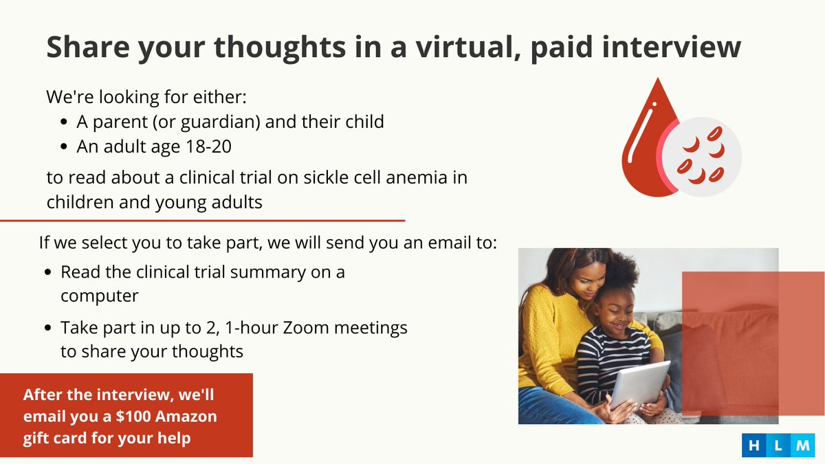 C3T_HLM's tweet photo. We need your help to create easy-to-understand materials about #SickleCellAnemia in children and young adults! If you’d like to see if you qualify, click here to answer a few questions and sign up: https://t.co/7kn4WGG5TP  #SickleCell #sicklecellawareness #SickelCellDisease https://t.co/NK9tcrtPgy