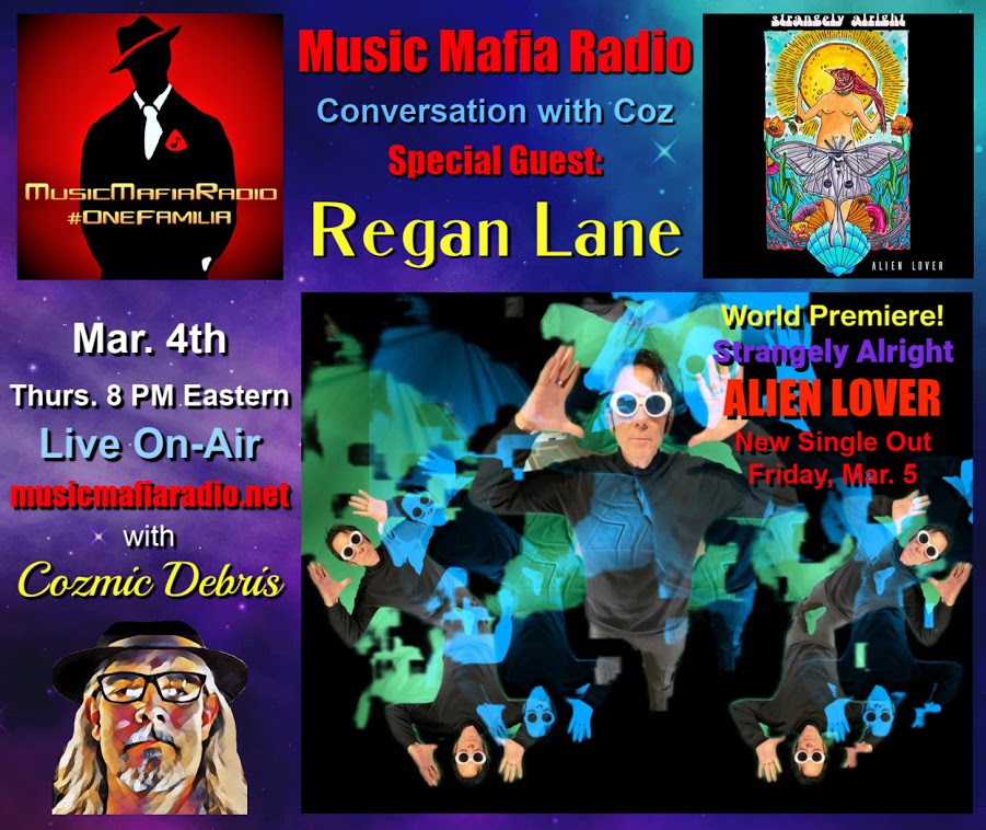 MusicMafiaRadio's tweet photo. 🎙 Tonight at 8pm EST/5 PST - Conversation with Coz! 🎶
@DebrisCozmic sits down with special guest Regan Lane of @strangelyalrite for the World Premiere of their new single "Alien Lover" (Release Fri. 3/5). #OneFamilia #PNWmafia #AlienLover 👽❤️🎶
🎧https://t.co/mcXzFt2l3F https://t.co/x4inQlW1xA