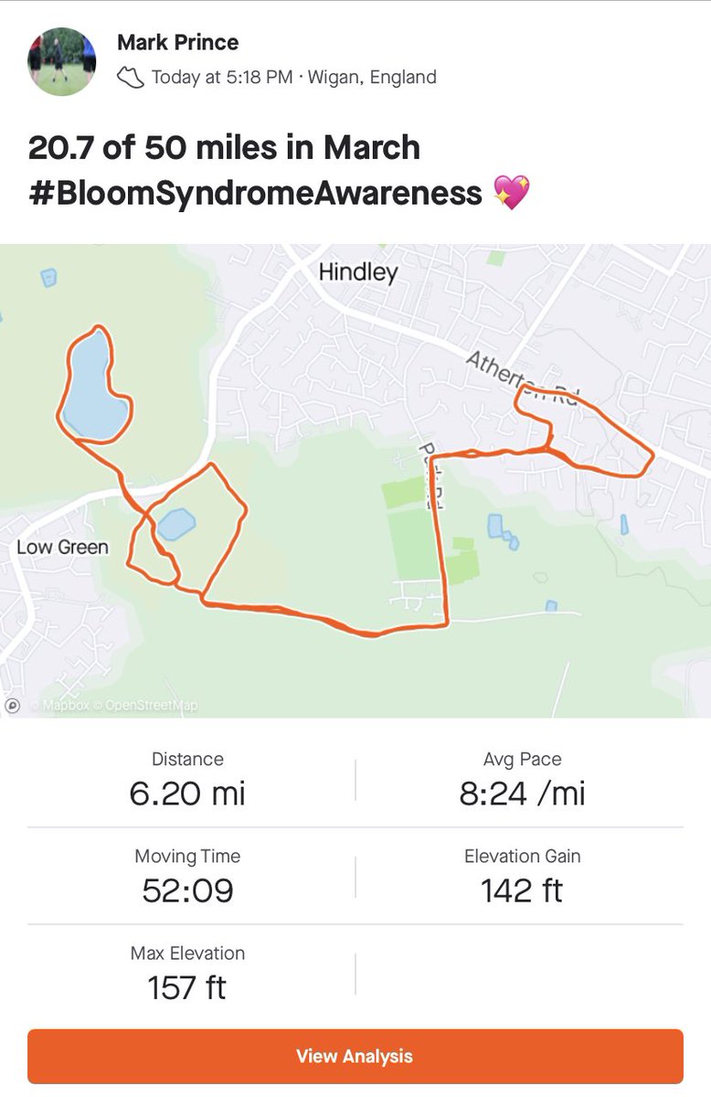 princey_prince's tweet photo. Some nice off road miles in the tank. Loosen up from yesterdayโs run.
50 miles in March for #BloomSyndromeAwareness ๐
#16Stone ๐ https://t.co/wzy66Y8aB4