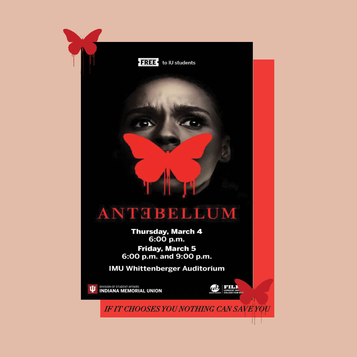 UBFilmsIU's tweet image. Don't forget to RSVP to Antebellum! Showing tonight at 6:00 and tomorrow night at 6:00 and 9:00. All showings located at the Whittenburger Auditorium!