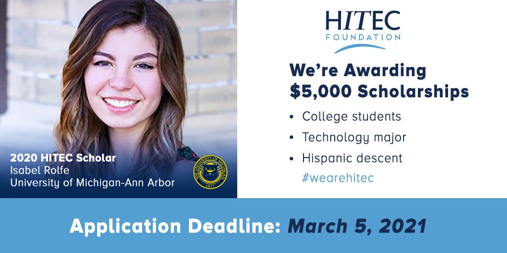 ⌛📣Application Deadline =  TOMORROW March 5️⃣ bit.ly/HITECApply #wearehitec #scholarships #technology