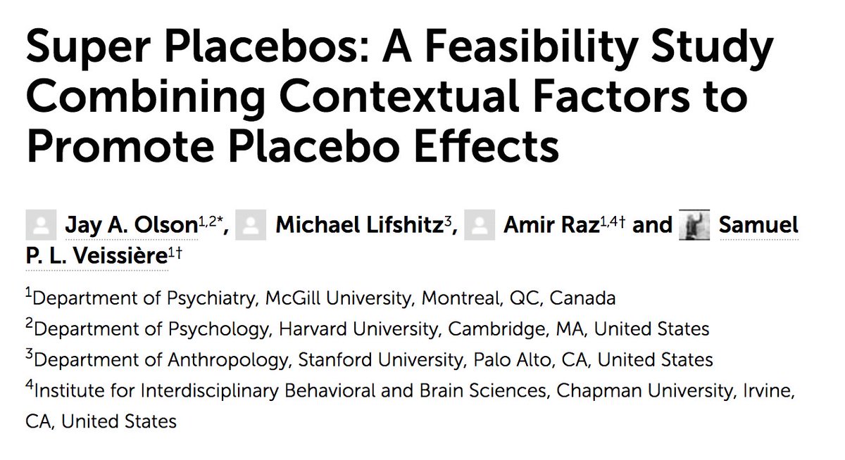tweetsauce's tweet photo. The 'super placebo' pilot study from Mind Field's "The Power of Suggestion" has been published! I'm grateful to have been a part of its contribution to knowledge and the good it may lead to!

The manuscript: https://t.co/Yv2ctgi77h

The episode: https://t.co/oqfe6YUKBa https://t.co/XkMXHJB41x