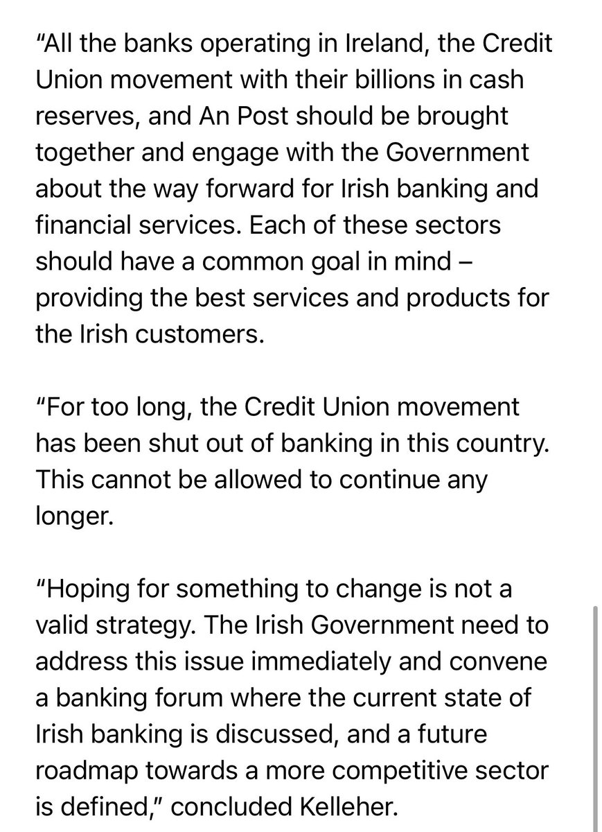 BillyKelleherEU's tweet photo. We need a #BankingForum to chart the future of high street banking in Ireland. 

The shutting out of Credit Union movement from offering banking services must also end. https://t.co/id8LeIQ96z