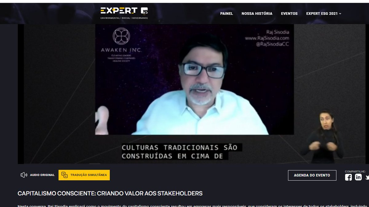 pluraleemsite's tweet photo. Agora, no evento #expertesg quem fala é o indiano RAJ SISODIA ,Fundador do Conscious Capitalism Inc - "As empresas -inclusive no Brasil -estão percebendo a importância de CUIDAR ." A começar pela sociedade,  funcionários, clientes, acionistas, etc/ @xpinvestimentos @RajSisodiaCC https://t.co/sqoivOxooH