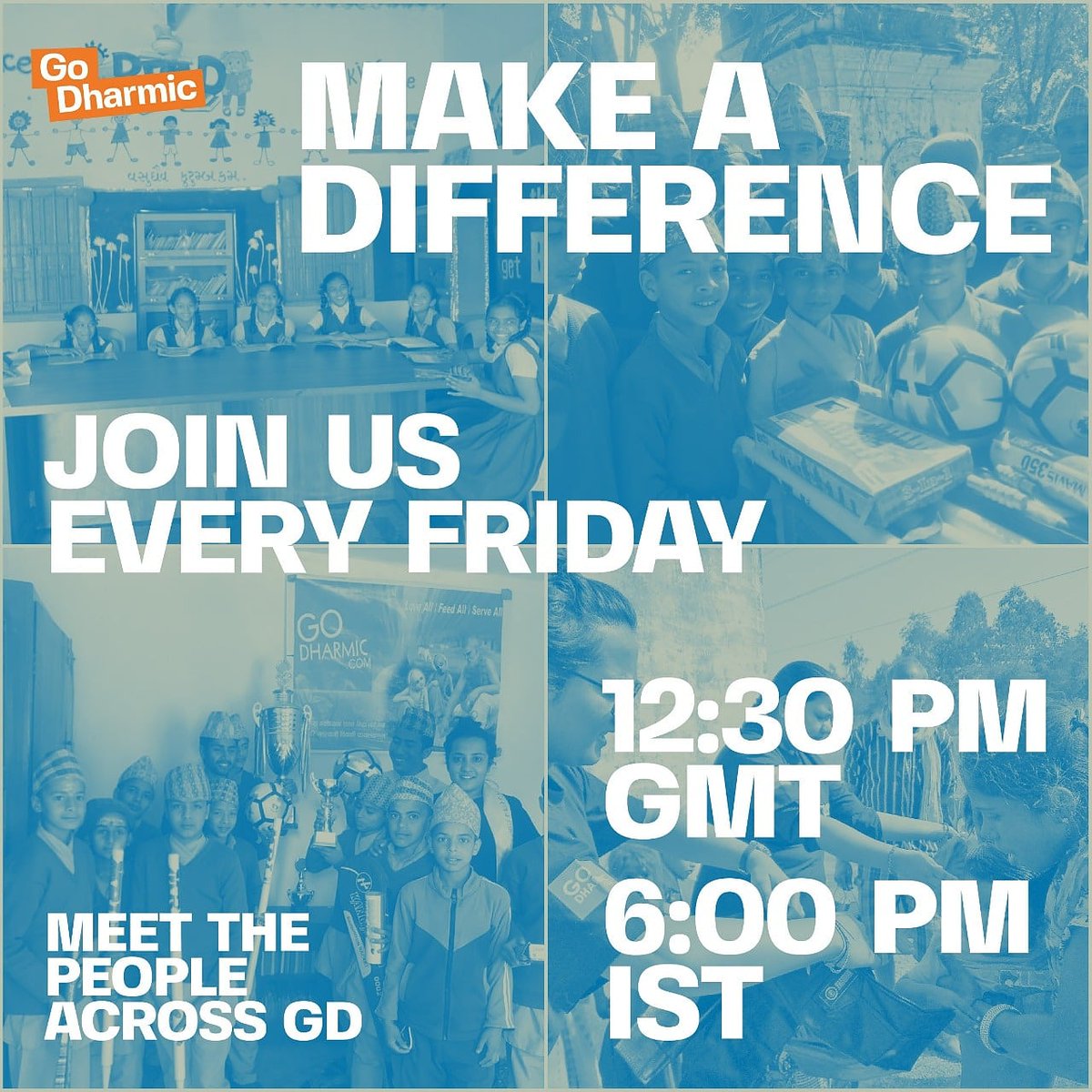 GoDharmic's tweet photo. Hello Everyone,

Friday is here and so is our weekly #MakeADifference call.⏰

‼️Join us tomorrow at 12:30PM GMT/ 6:00PM IST/ 7:30 AM EST to meet the GD family‼️

📩To get the link, DM us or drop a line at jessica@godharmic.com

#makeadifference #godharmic #weekly #updatecall https://t.co/xZdM9bfznK