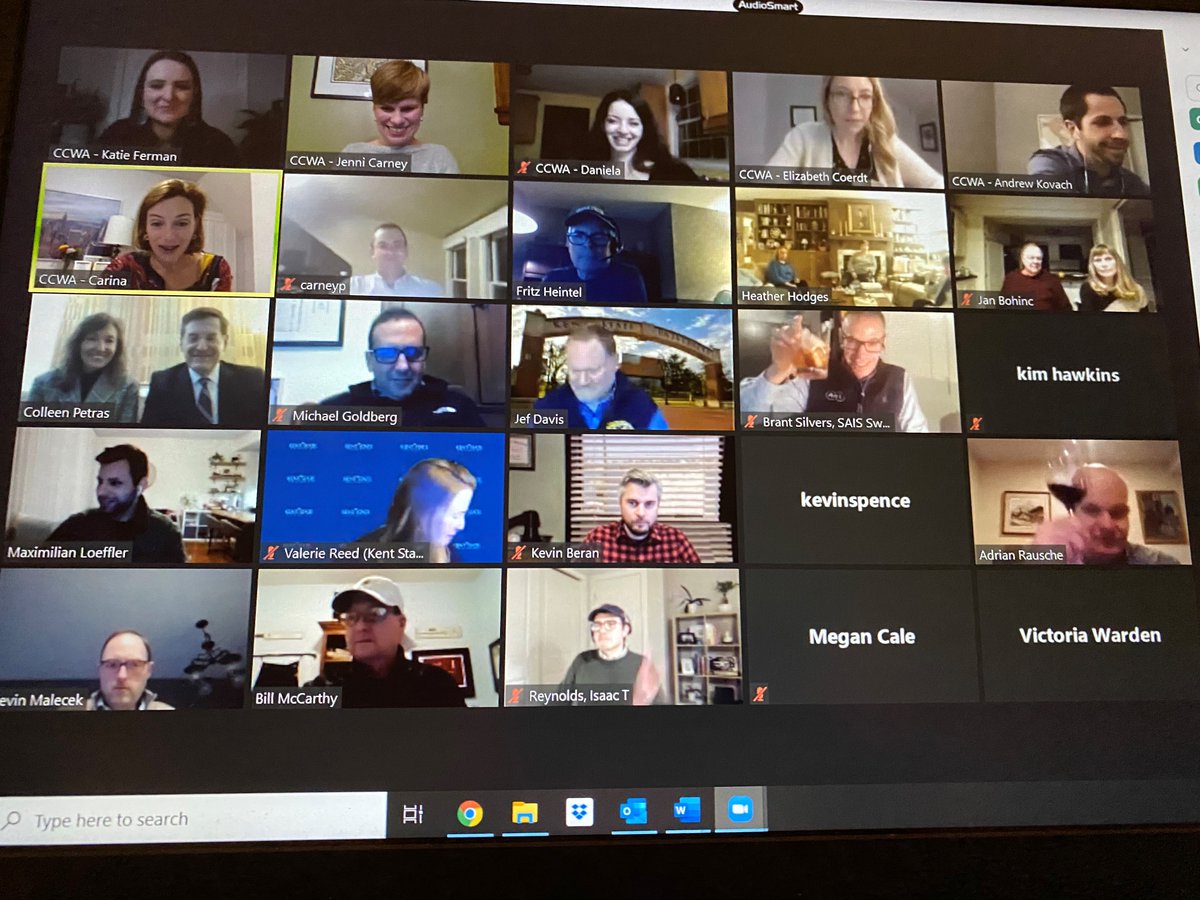 CleWorldAffairs's tweet photo. Thank you to all who participated in CCWA's Global Gauntlet trivia last night. CCWA’s trivia night traveled around the world testing participants knowledge on #globaltrivia. Congratulations to the winning team from @KentState! https://t.co/CkGvrMn4qs