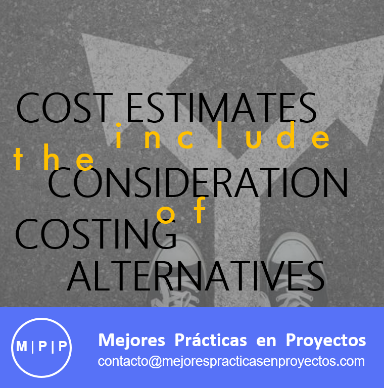 Casado2's tweet photo. Cost Estimates include identifying and evaluating costing alternatives such as:
• Multiple vendors
• Alternative equipment
• Different contractors
• Trade-offs between buy and build
contacto@mejorespracticasenproyectos.com
#projectmanagement
#costestimation
#budgetmanagement https://t.co/FYd0s9u0VP