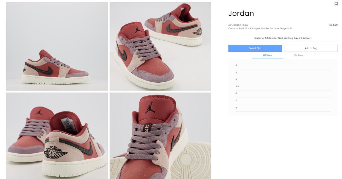 Sizes checking out again: Air Jordan 1 Low