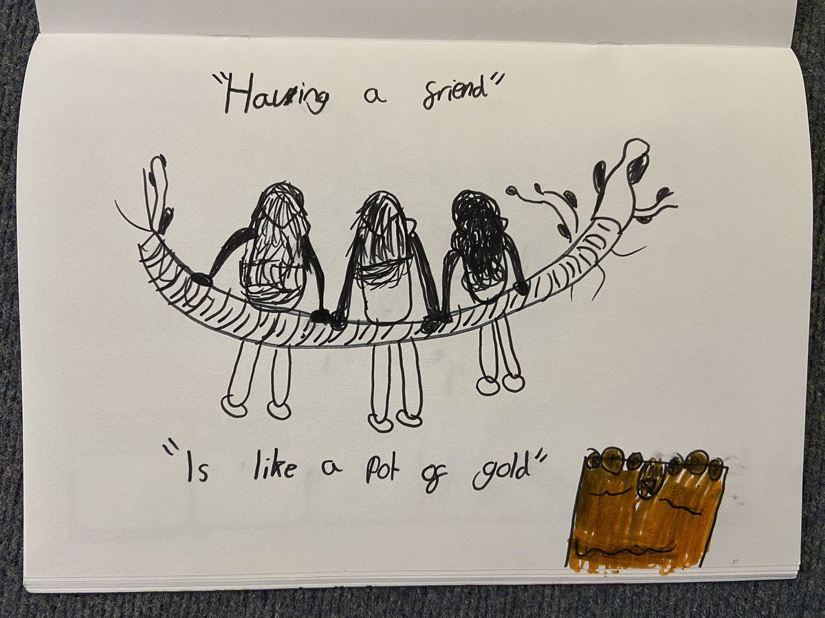 pinemartenclass's tweet photo. We read The Boy, the Mole, the Fox and the Horse in school and at home today, then created artwork in the style of Charlie Mackesy with words that mean a lot to us. Here are some of our pieces ❤️ #WorldBookDay https://t.co/ijKYL116mQ