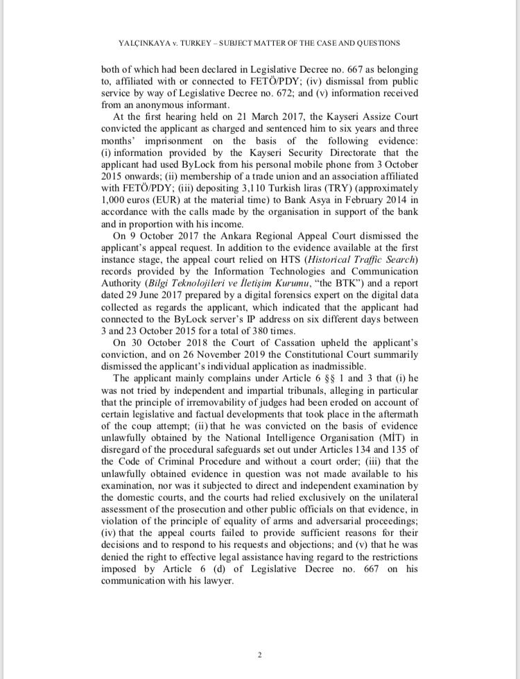 BBasvuruH's tweet photo. BYLOCK ile ilgili çok önemli ve ümit verici gelişme,

BYLOCK gerekçesiyle hakkında mahkumiyet kararı verilen müvekkilim hakkında yapmış olduğumuz AİHM başvurusunu, AİHM öncü başvuru olarak kabul etti ve hükümete ileterek BYLOCK konusunda ayrıntılı ve çok önemli sorular yöneltti. https://t.co/X29J5xNTPu