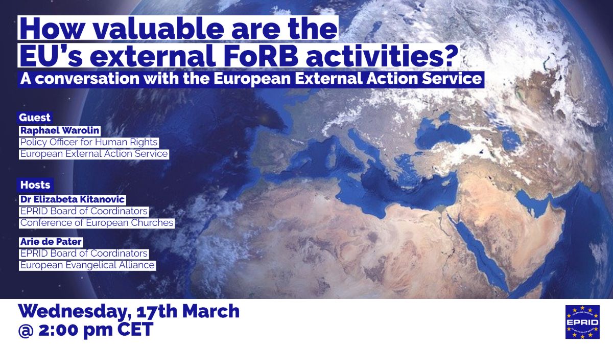EPRID4FORB's tweet photo. INVITATION | How valuable are the #EU's external #FoRB activities? A conversation with the European External Action Service
https://t.co/OV32u2sPLd
#eeas #forbmatters #forbdefenders https://t.co/HoOhw51eqB