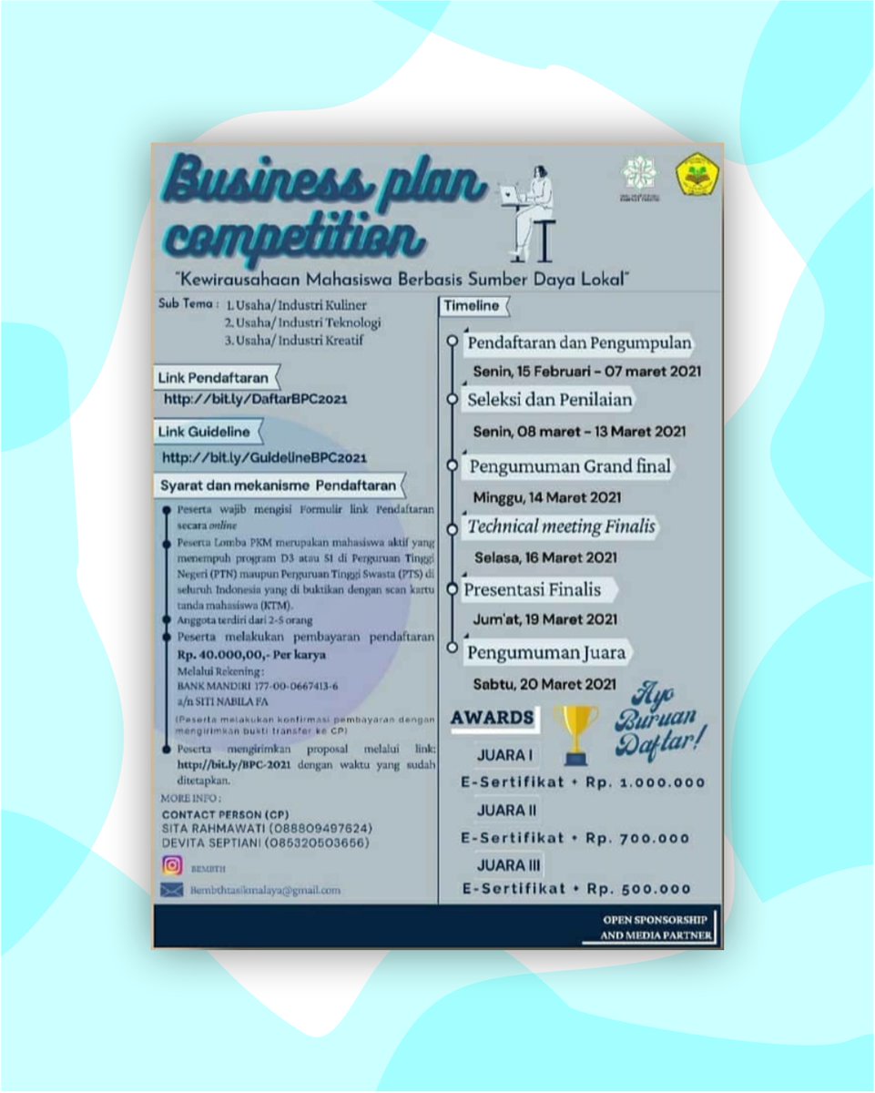 skuy ikuta para bisnis: balailombaindonesia1.blogspot.com/2021/03/info-l…

#infolomba #bisnisplan #busnisplan #lombabisnisplan #bli #balailombaindonesia