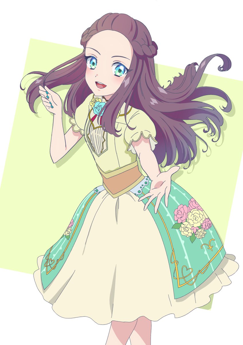 1girl solo long hair blue eyes brown hair smile dress  illustration images