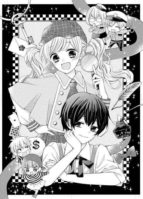 今月号の扉絵?
すごい楽しく時間かけて描いてしまい、数日後の自分がスケジュールに苦しみました 笑
小春子は探偵できなさそう…笑 