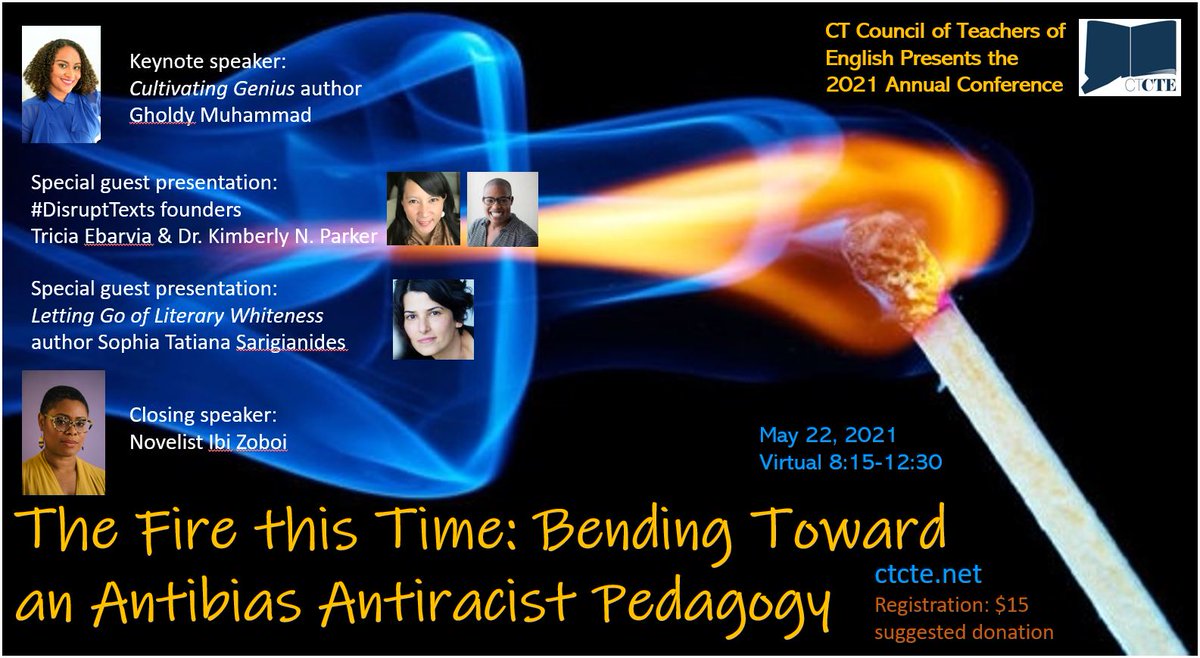 An incredible line-up & not to be missed! It's virtual & easy to attend. Mark your calendars: Saturday 5/22 8:15am - 12:30 $15 Speakers @GholdyM @TchKimPossible @triciaebarvia Sophia Tatiana Sarigianides @tatiana6 & @ibizoboi Thank you to my home state @cte_ct for organizing!