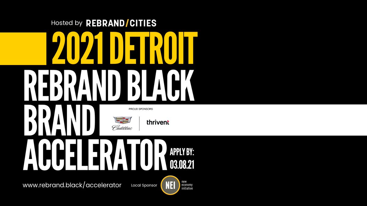Are you a black owned business based in Detroit? Then the Rebrand Black Brand Accelerator was designed for you.  I partnered w/ <a href="/Cadillac/">Cadillac</a> &amp; <a href="/Thrivent/">Thrivent</a> to give $50,000 in grants to Black Detroit small businesses.  Applications are due 03/08 by 11:59 PM EST. rebrand.black/accelerator
