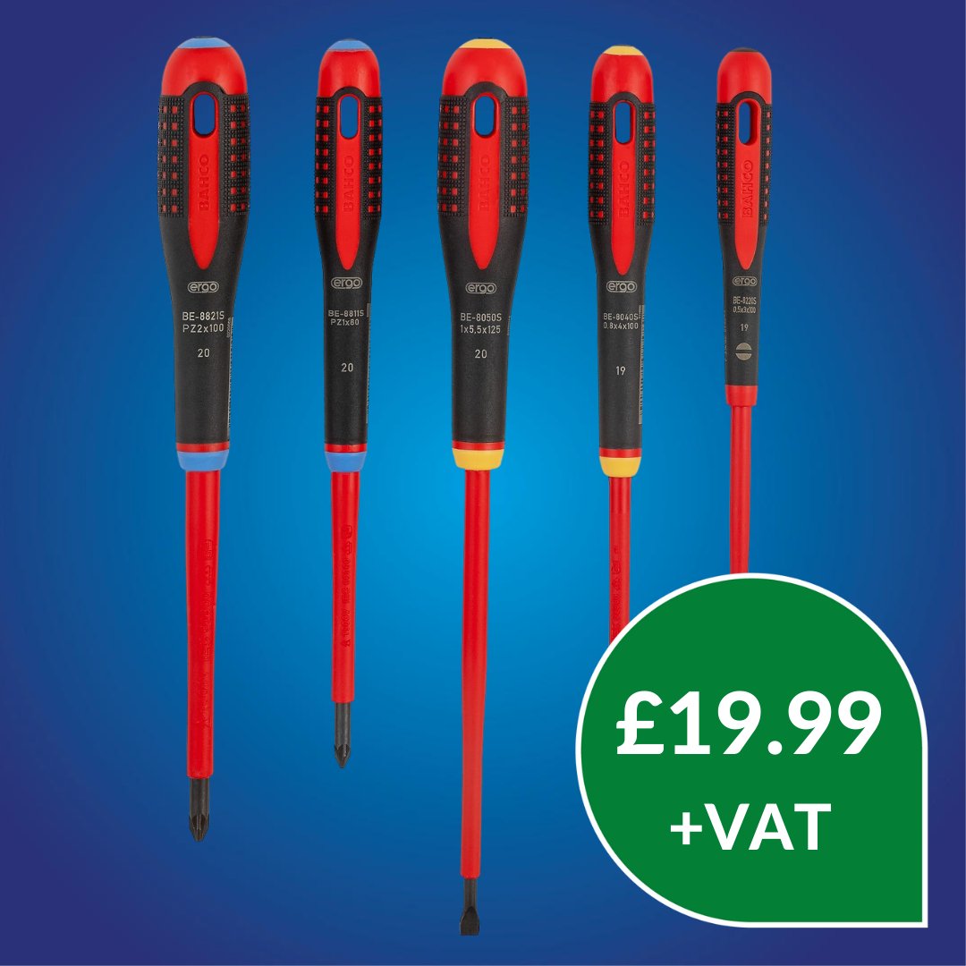 fswuk's tweet photo. FSW has the tools 𝗬𝗢𝗨 need! 🔧
BAHCO Ergo 5pc Insulated Screwdriver Set. 𝗡𝗢𝗪 £𝟭𝟵.𝟵𝟵 +𝗩𝗔𝗧! ⏩: https://t.co/McO9BMQbmU
#BahcoTools #OnlineOffers #HVACR https://t.co/yr0PtjzOKr