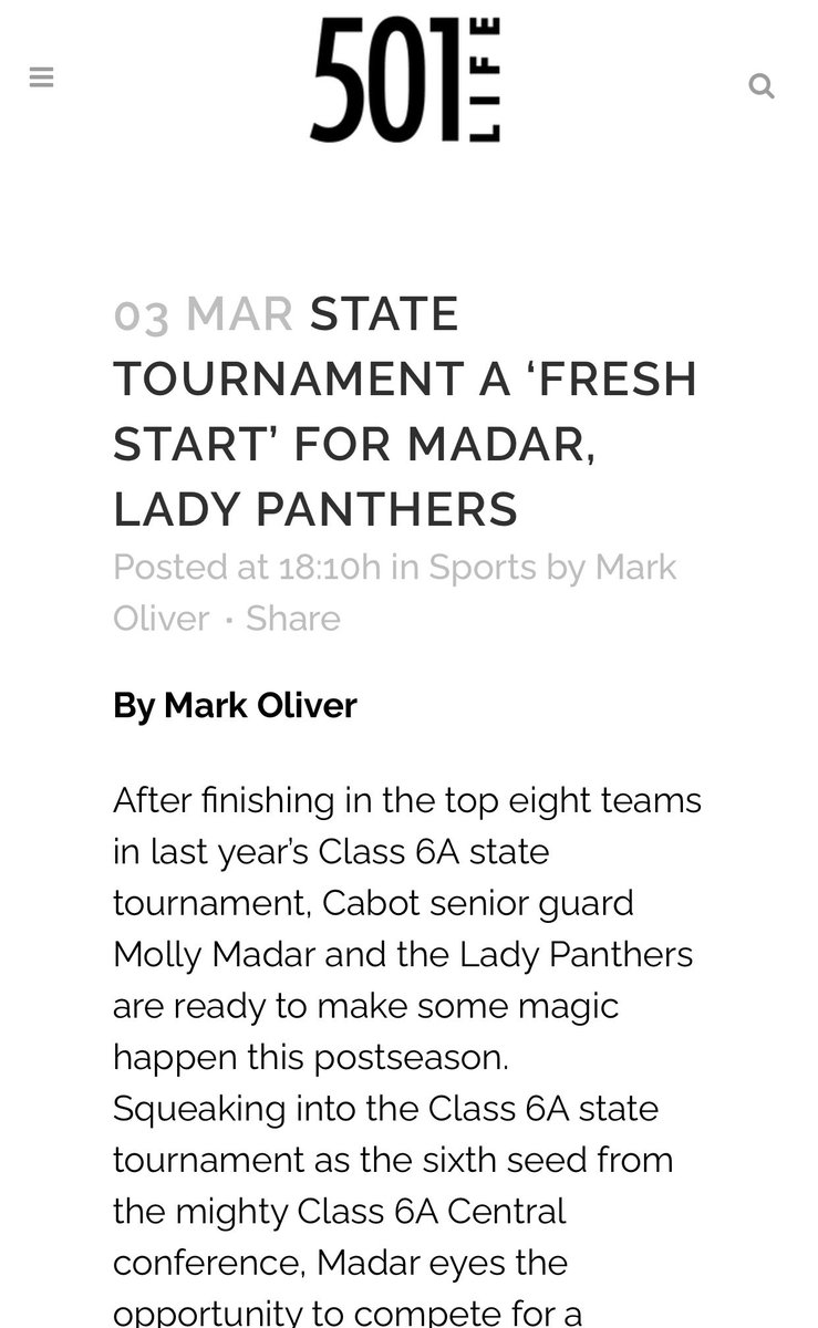 Cabot Athletic Dept. (@cabotathdept) on Twitter photo Good luck to our <a href="/cabotgirlsbb/">Cabot Lady Panther Basketball</a> Team for making it to the 6A State Basketball Tournament next week!
🏀 𝗪𝗲𝗱. 𝗠𝗮𝗿𝗰𝗵 𝟭𝟬 🏀
VG 4pm @ Fayetteville
501lifemag.com/state-tourname…
*Good luck Molly & the rest of the team! <a href="/CabotHigh/">Cabot High School</a> <a href="/ldypanthercoach/">Jay Cook</a> <a href="/cgill32/">Carson Gill</a> <a href="/CabotAT/">Jason Cates LAT, ATC</a> <a href="/501LIFEMag/">501 LIFE</a> Good luck to our <a href="/cabotgirlsbb/">Cabot Lady Panther Basketball</a> Team for making it to the 6A State Basketball Tournament next week!
🏀 𝗪𝗲𝗱. 𝗠𝗮𝗿𝗰𝗵 𝟭𝟬 🏀
VG 4pm @ Fayetteville
501lifemag.com/state-tourname…
*Good luck Molly & the rest of the team! <a href="/CabotHigh/">Cabot High School</a> <a href="/ldypanthercoach/">Jay Cook</a> <a href="/cgill32/">Carson Gill</a> <a href="/CabotAT/">Jason Cates LAT, ATC</a> <a href="/501LIFEMag/">501 LIFE</a>