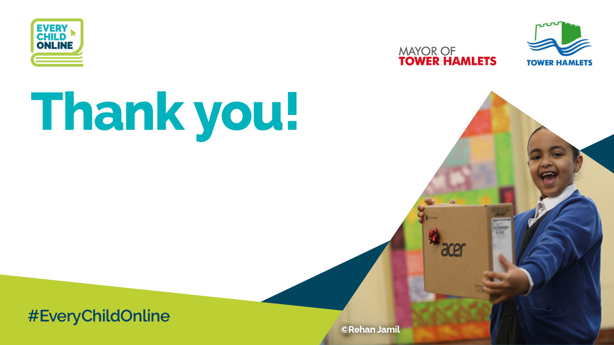 THANK YOU Livery Schools Link for your £44,000 of funds for schools in Tower Hamlets to pay for laptops and internet connections locally - taking the total for #EveryChildOnline to £94,800 🚀 Learn why it's vital we connect every child to their learning: towerhamlets.gov.uk/everychildonli…