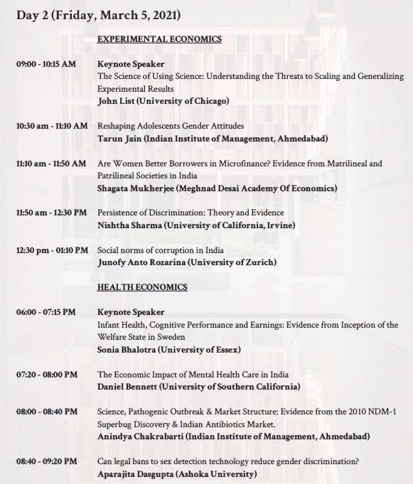 pv4peace's tweet photo. Exciting #ExperimentalEconomics and #HealthEconomics panels tomorrow at Ahmedabad University's online Economics conference! Do join if any interest. 
Website: https://t.co/UY0YooByWo
Registration: https://t.co/iy8YancvuL
#econconferenceahduni https://t.co/p2WejLN2bR