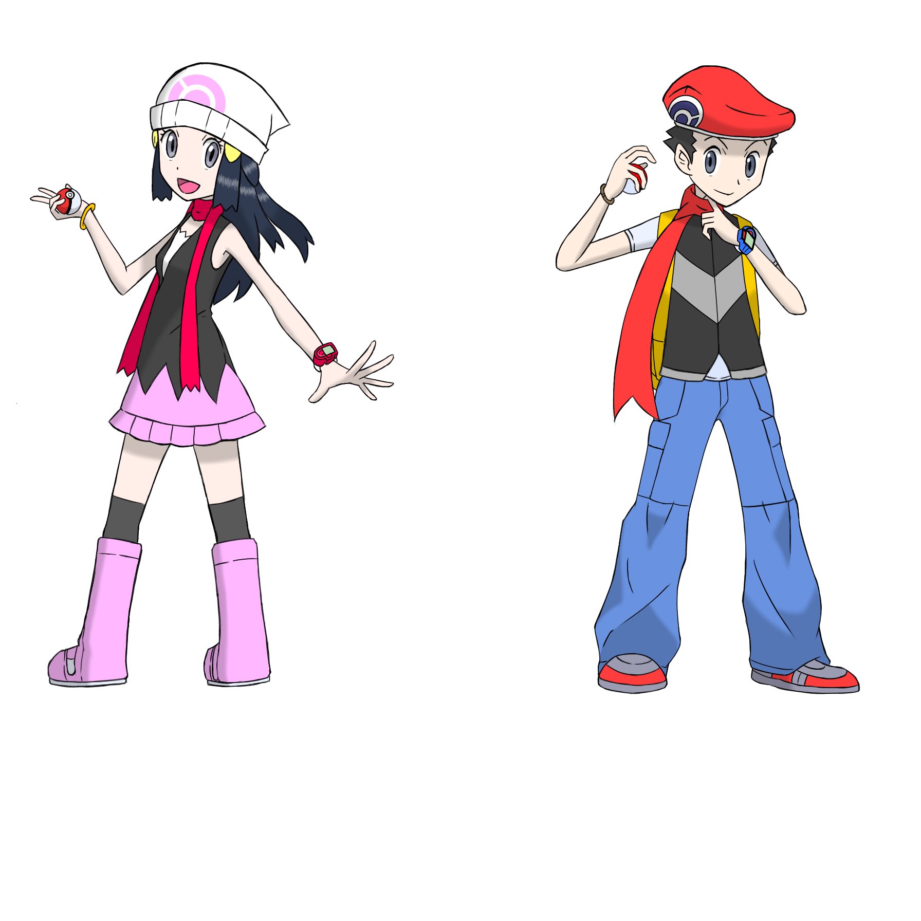 Shou イラスト投稿 ダイパリメイク記念に主人公ズ ポケモン ダイヤモンドパール ポケモンイラスト ヒカリ コウキ T Co Vp07pvef5n Twitter