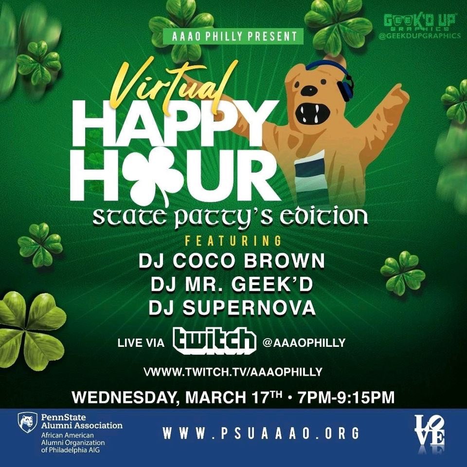 PSUAAAOPhilly's tweet photo. Come celebrate State Patty’s day with @AAAOPhilly!!! 
Join us on March 17 from 7-9:15pm 
#weare #statepattys https://t.co/zmixRqTsyV