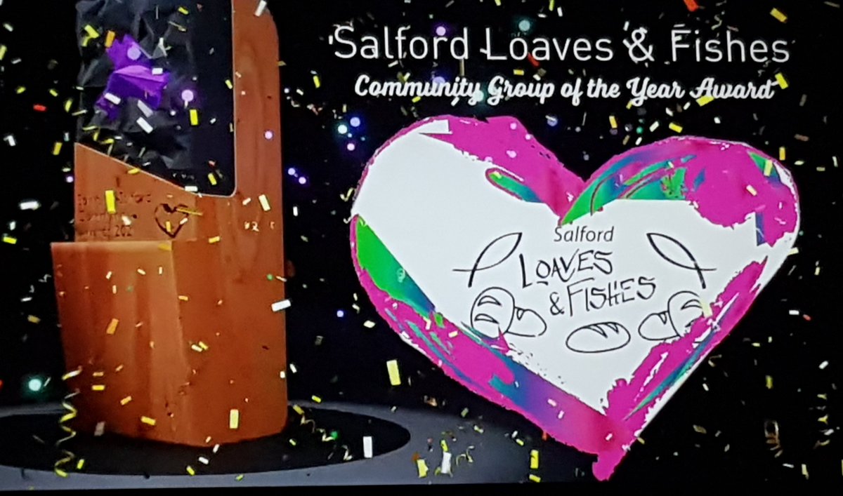 We won! In shock and totally humbled to announce that Salford Loaves and Fishes has won the Spirit of Salford Community Group of the Year Award. Thank you for the nominations and to all our supporters who voted for us. #spiritofsalford @SalfordCouncil
