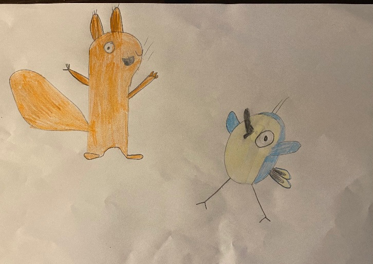 BritishSchool2's tweet photo. Class 2 and Miss Kethro loved joining 
@nicolaslater for the live illustrator session today as part of their World Book Day activities. Thank you 
@nicolaslater for the tips! We hope you like our pictures of Squirrel and Owl from The Leaf Thief 🐿🍁📚 https://t.co/1ZjOmLjF3S