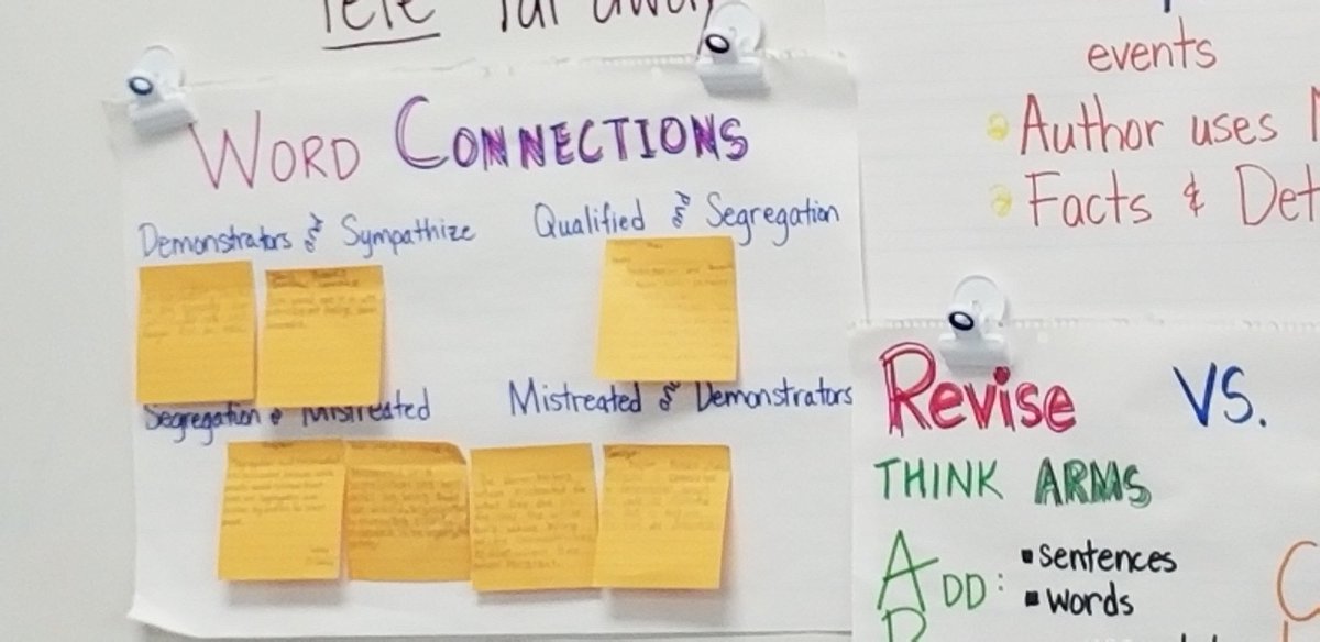 AggieKJ2009's tweet photo. I am just stopping by to share some great finds today! Building word knowledge, taking notes on characters during a captivating read aloud, and students working through a text together!! @PKthru5mustangs @NISD_Learning https://t.co/bS9OHSjBt7
