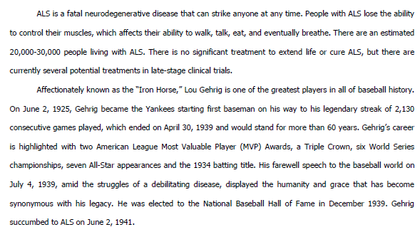 MLB_PR's tweet photo. The inaugural Lou Gehrig Day will be held this year on Wed., June 2 to celebrate the HOFer who continues to inspire the movement to end ALS. We look forward to working with our Clubs and @LG4Day to continue baseball's support of the ALS community https://t.co/LGPm8mUB7Z