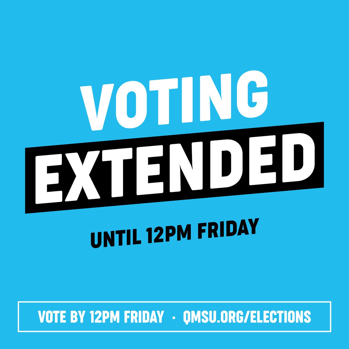 Due to an ongoing technical issue with our website we have extended voting in the Students' Union Elections. Voting will now close at 12pm on Friday 5th March. We apologise for any inconvenience caused. Full update here: facebook.com/Queen-Mary-Stu…