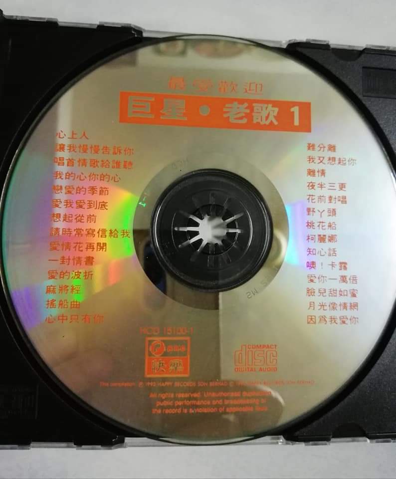 祝虞晨雷ingin Yu Chen Lei 宾哥 廖瑞和 Lewo Suie Hoo 大马男歌星罗宾 Robin 二十 世纪九十年代初 1993 二十世纪八九十年代时期精选版 快乐唱片机构有限公司 Happy Records Sdn Berhad 的cd专辑 最受欢迎巨星 老歌 28首最动听名曲
