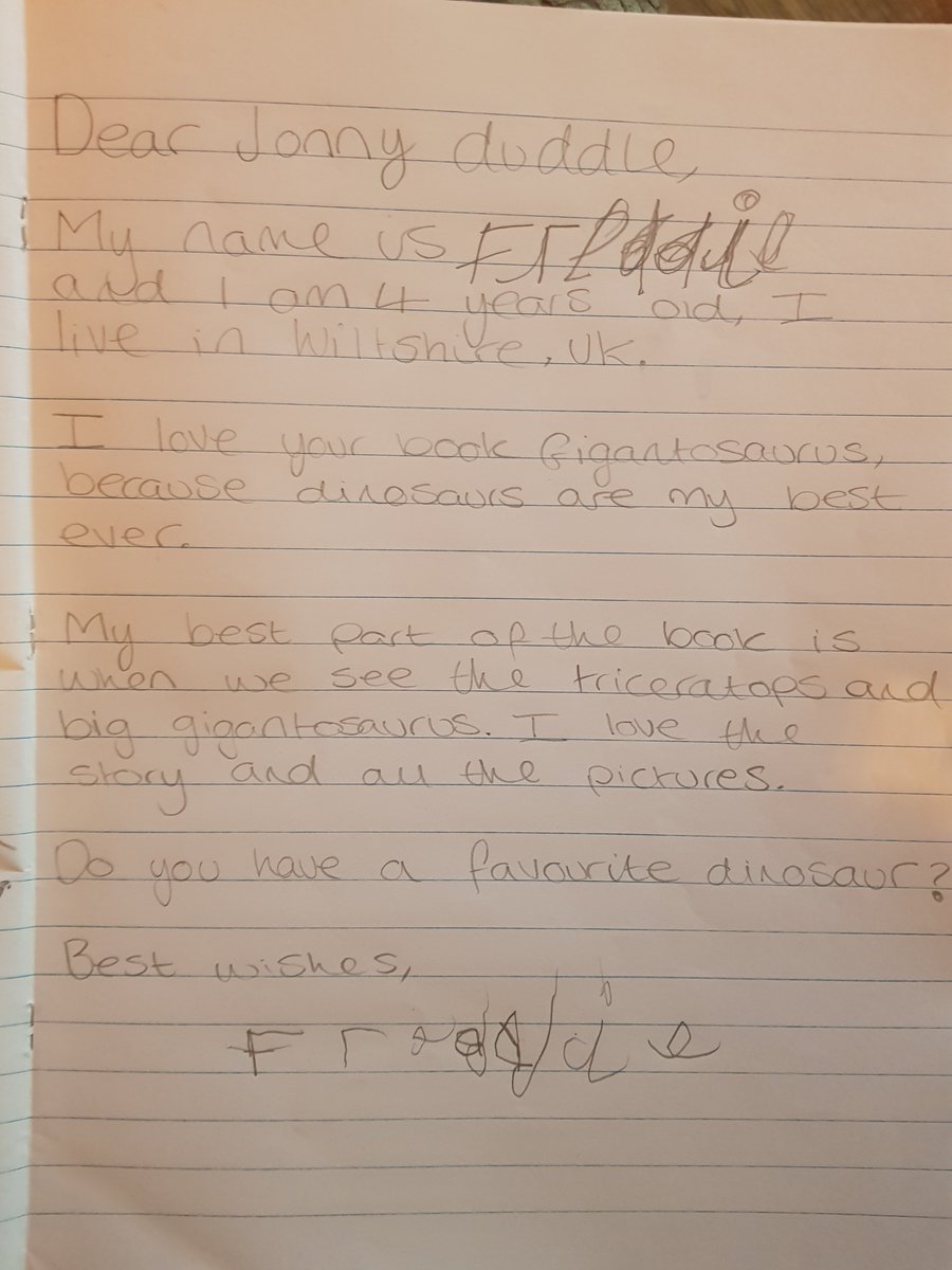 @JonnyDuddleDum My 2 boys love your book so much they wanted to both write to you for their letter to authors this week, they would be so happy to get a reply! @Mrs_Johanson @MrsParry6 @w_woodborough