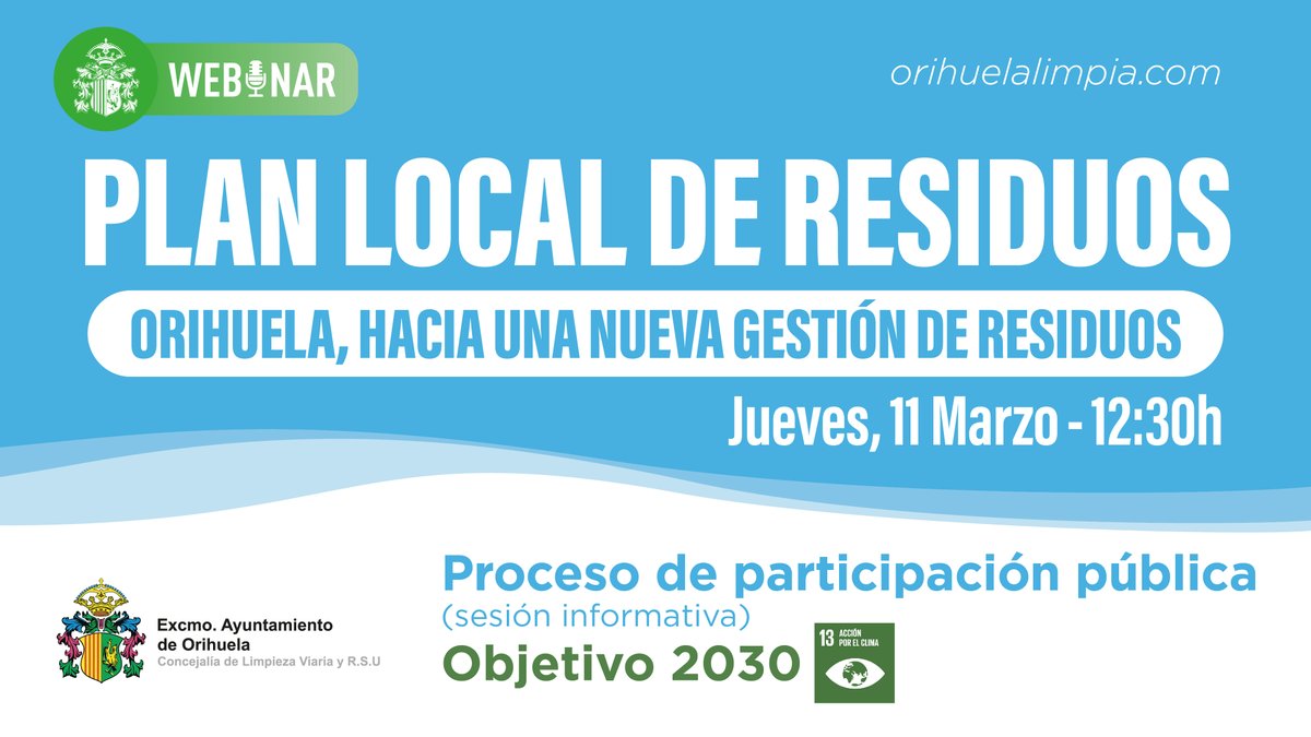 ➡️ El Plan Local de Gestión Residuos de #Orihuela contará para su redacción con la opinión de los #ciudadanos de todo el municipio

<a href="/OrihuelaLimpia/">OrihuelaLimpia</a> #PLGR

orihuela.es/el-plan-local-…