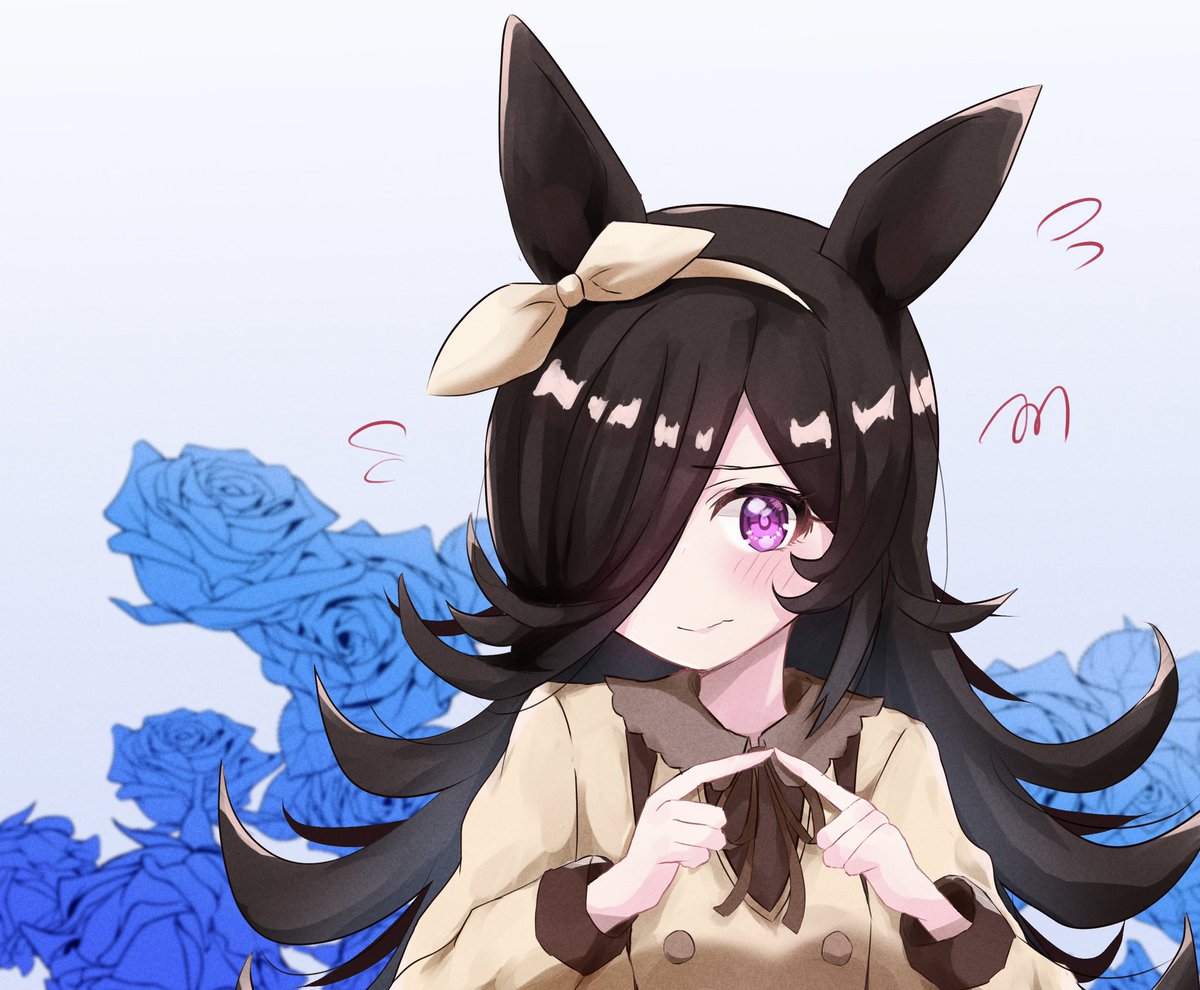 rice shower (umamusume) 1girl animal ears horse ears solo long hair purple eyes blush  illustration images