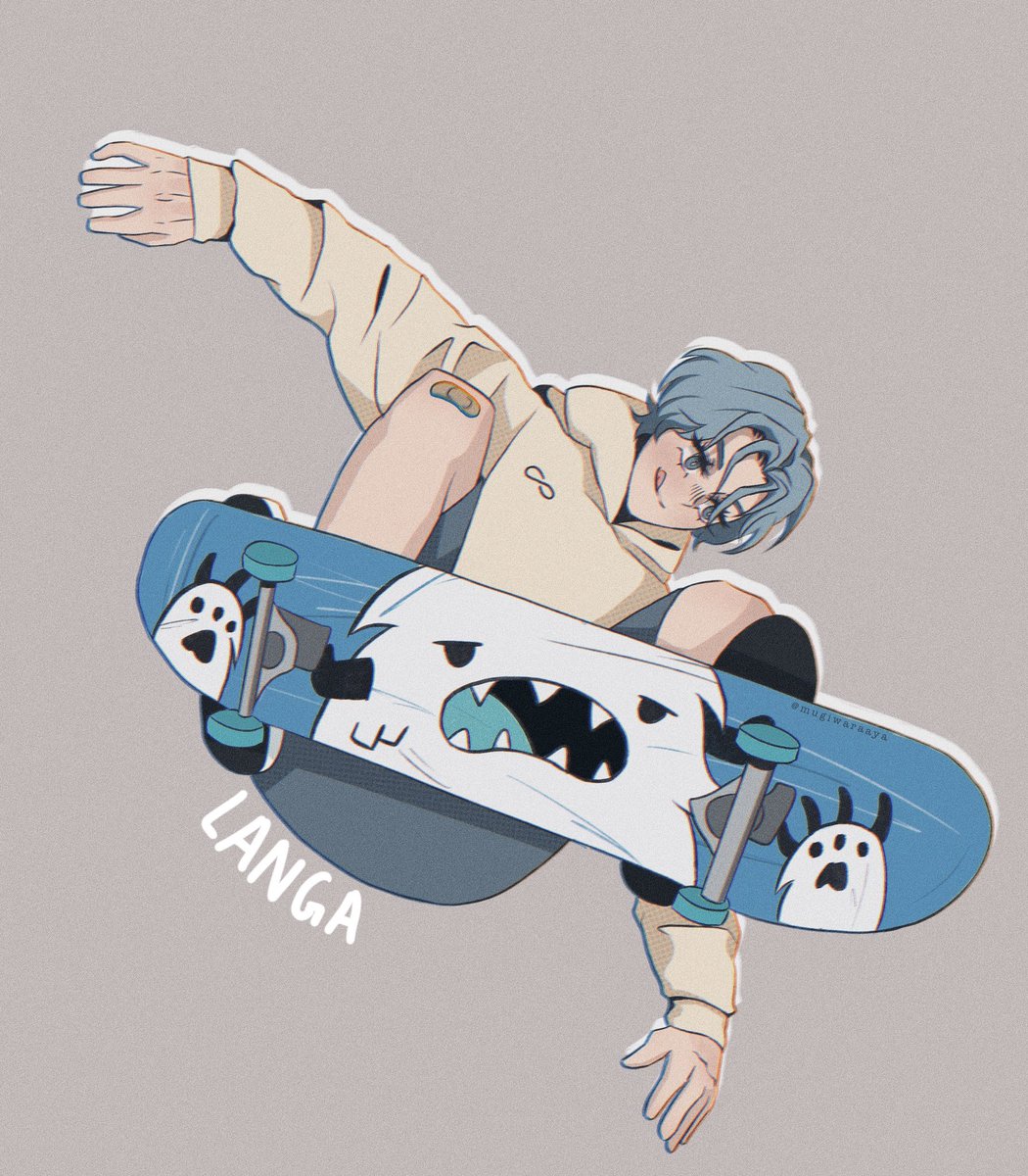 skateboard solo hood blue hair tongue 1boy tongue out  illustration images