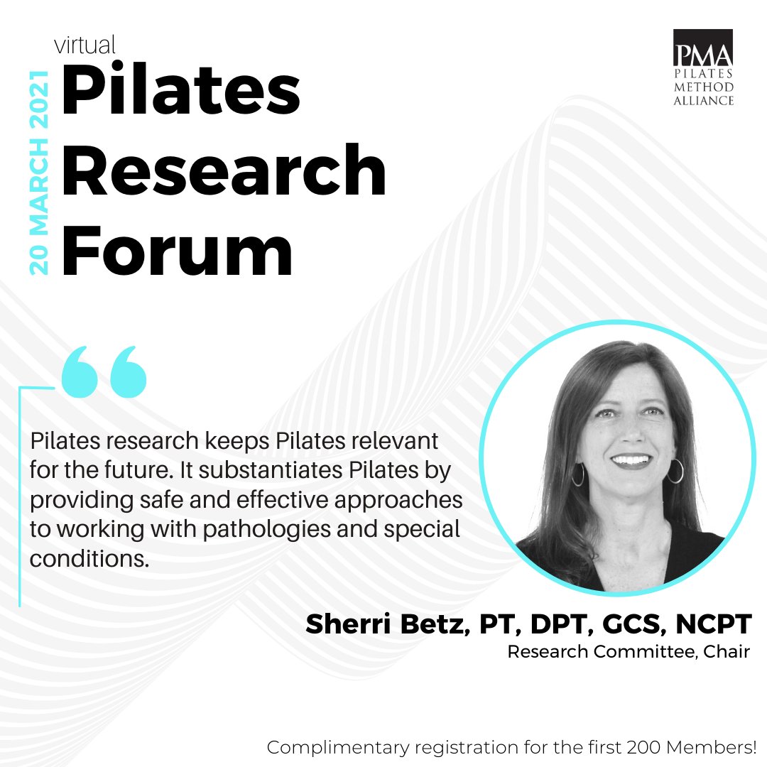 Join us for the Pilates Research Forum on March 20. 
You'll walk away with new information, exercises and techniques backed by sound science that you can use to serve your clients the next day.
Click the link to register: bit.ly/2021-Virtual-R…
#pilates 
#pilatesresearch