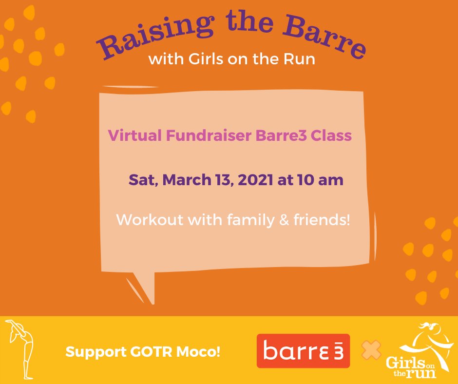 caitlinfurey's tweet photo. Come celebrate #WomensHistoryMonth with @GOTRMoCo and Barre3 Bethesda! Virtual class is donation based and proceeds will help provide financial assistance and running shoes to GOTR girls. Register here: https://t.co/XU74G80OjZ Let’s raise the barre together! @GOTRmocoYPB https://t.co/UqxO7ZqAvA
