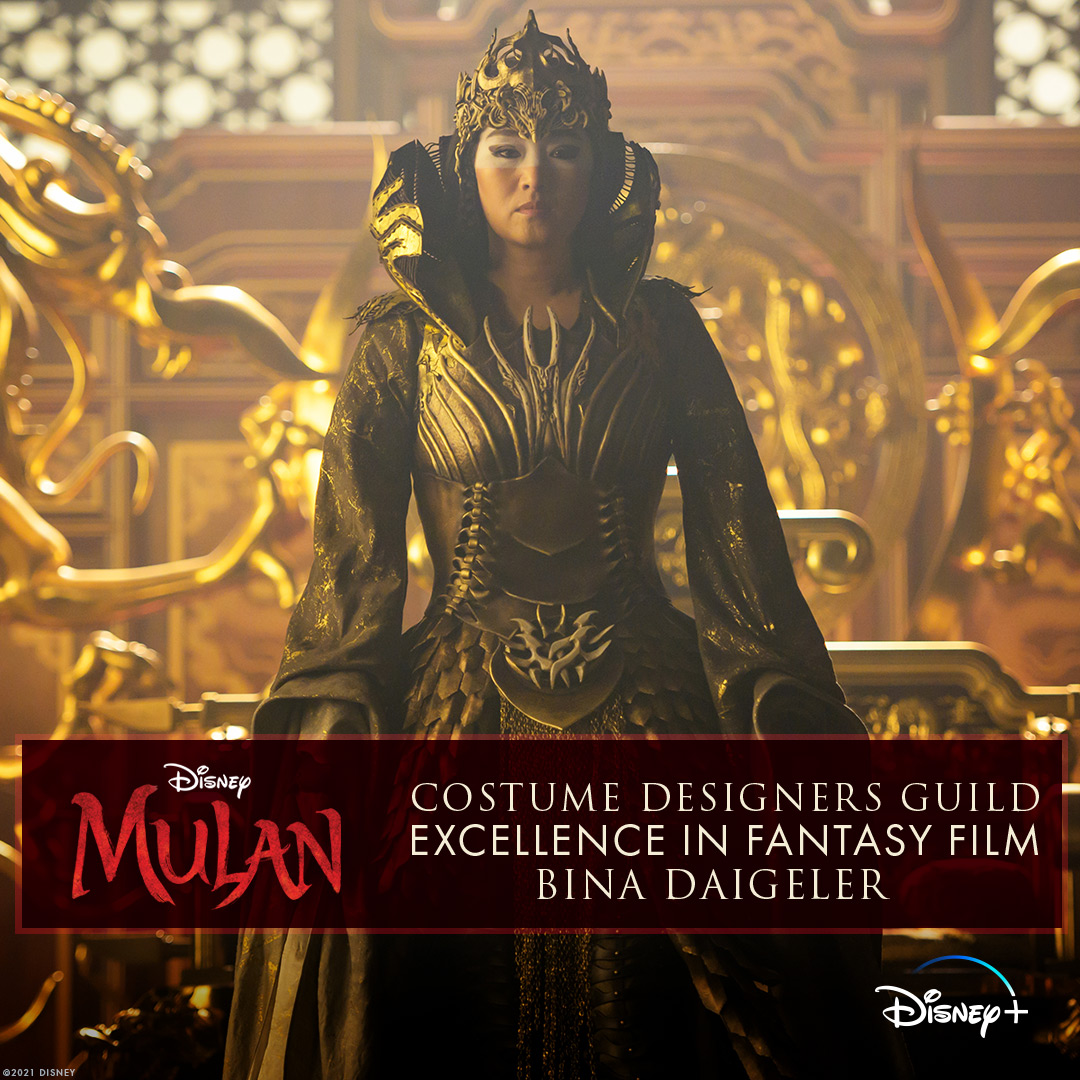 Congratulations to #Mulan’s Bina Daigeler on her #CDGA nomination for Excellence in Fantasy Film!