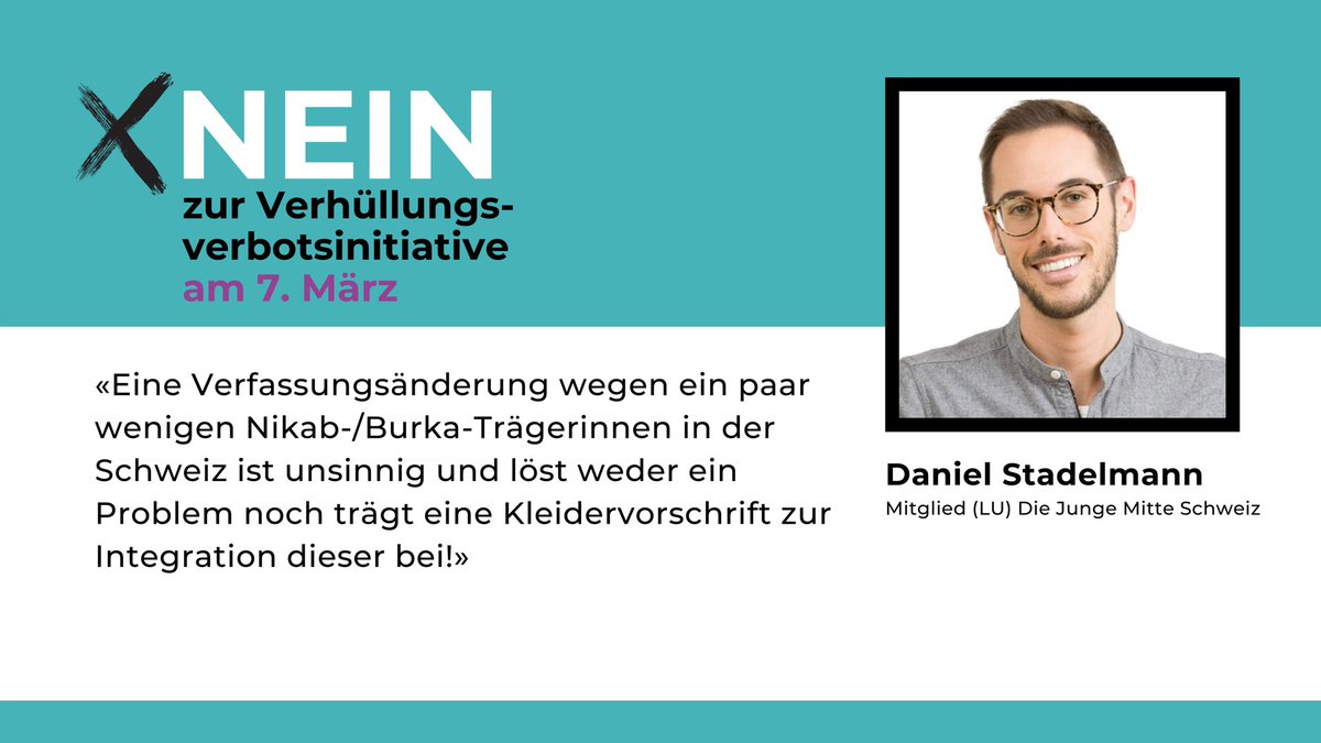 Das Verhüllungsverbot löst die Probleme der Betroffenen nicht und trägt nicht zu deren Integration bei. Daher sagt die Junge Mitte NEIN zu dieser Vorlage. #abst21 <a href="/burkaverbot/">NEIN zum Burkaverbot</a> @stadi1988