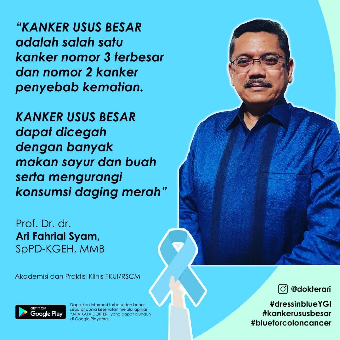 DokterAri's tweet image. Bulan kanker usus besar, tidak suka sayur dan buah serta senang konsumsi daging merah..anda beresiko kena kanker usus besar #blueforcoloncancer
@infosehatfkui @ygi_gastro_id @KemenkesRI @pbpegi_ @Medicine_UI @PBIDI @univ_indonesia @iluniui_