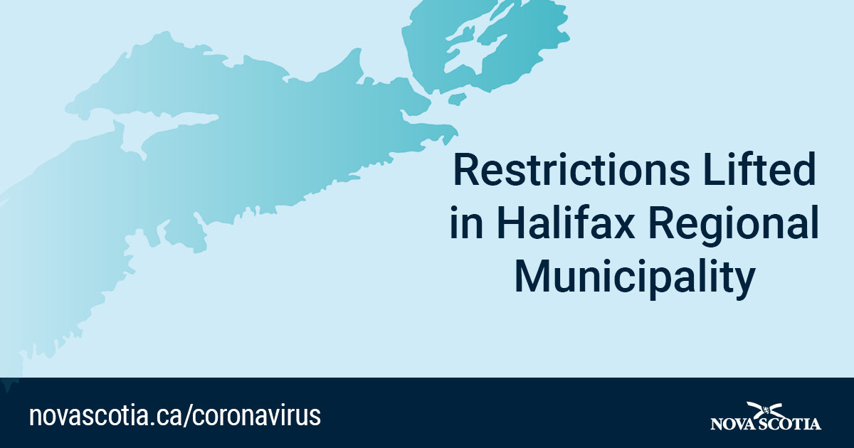 nsgov's tweet photo. Restrictions Lifted in Halifax Regional Municipality https://t.co/JGvSiYinya https://t.co/yKfz8us5j5