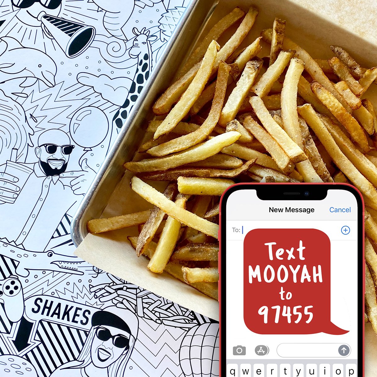 MOOYAHBurgers's tweet photo. Want #FREEfries & exclusive local deals? Text MOOYAH to 97455. Reply Y, provide your zip & select your nearest #MOOYAH. A code for FREE personal #fries or #chips with purchase will be sent to you. Offer is redeemable online or in-app only. ๐ฒ๐๐ #textclub https://t.co/wuZncO7i6X https://t.co/4m9loEfpV9