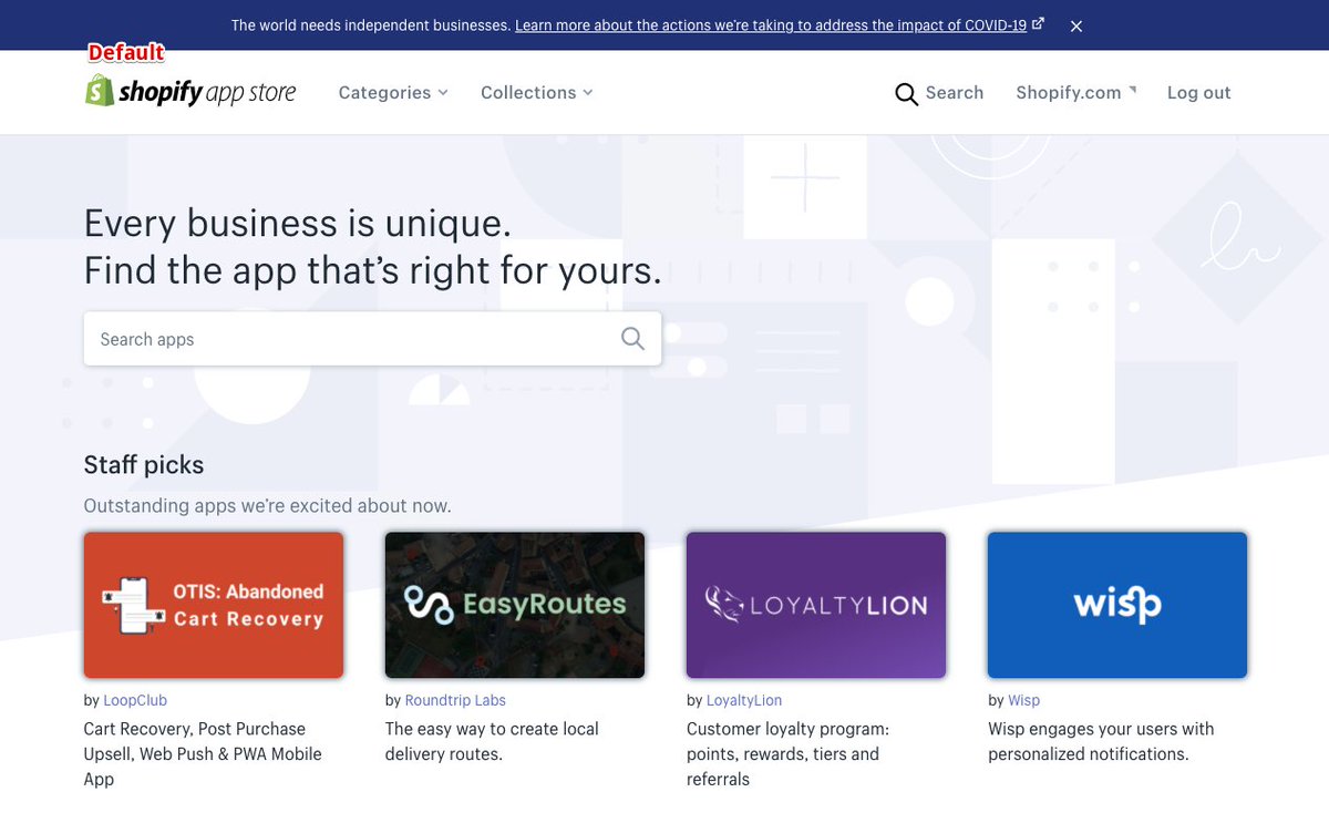 ShopifyDevs's tweet photo. We have two types of Staff Picks. The first is called the Default Market. These picks last one week each and are seen by most merchants, along with those not logged into a shop who view the Shopify App Store 👇 #AppReviewAMA https://t.co/LQcA04r9XJ