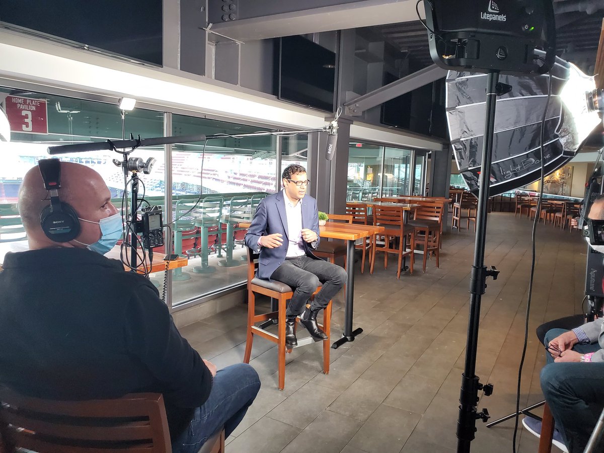 rowe's tweet photo. At Fenway Park, filming with Atul a little about the history of getting CIC Health going. What a year it has been. https://t.co/Bm9J65NSUm
