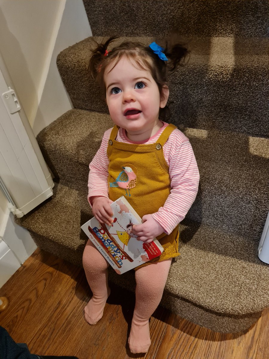 Susannah's favourite book is Daddy's Sandwich. We have to read it several times a day. She thinks she is the girl in the book. Today she was! #WorldBookDay <a href="/PipsJones/">Pip Jones, Children's Author 💙💛</a>