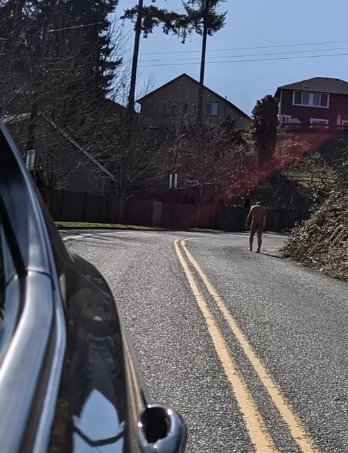 Unbelievable.  My friend saw this human waking yesterday in Mill creek wa.  Crazy