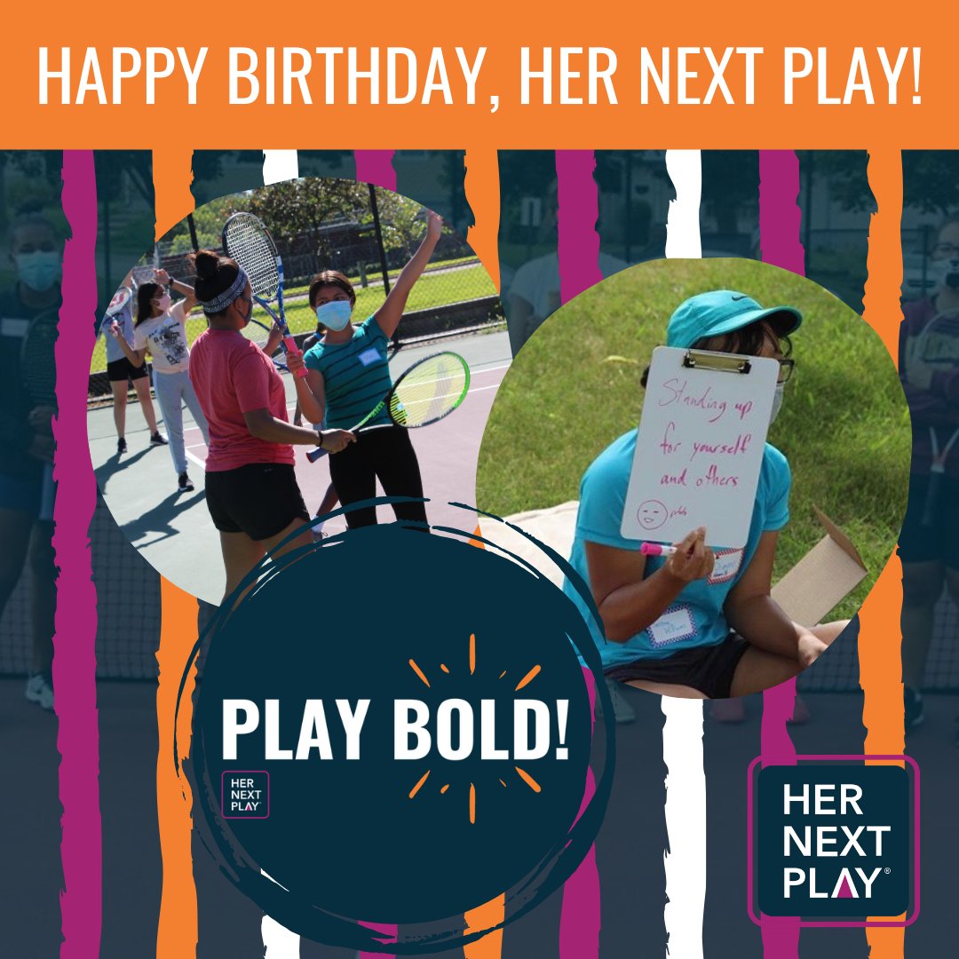 HerNextPlay's tweet photo. It's our 2nd Birthday and we're celebrating Play Bold, inspiring girls to stay in sports &amp; helping develop leadership skills. We've worked with 600+ girls &amp; are grateful to the partners who've helped in our mission to develop the next generation of women leaders through sports! https://t.co/GSpQtE2yaQ