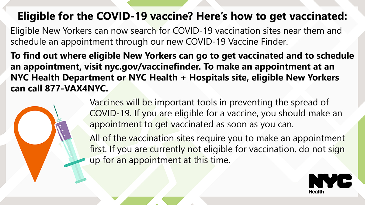 Essential Workers, people over age 65 , TLC Drivers, Hotel Workers and people at increased risk of severe illness from COVID-19 will get COVID19 Vaccine. Check nyc.gov/covidvaccine #NYCVaccineforAll  <a href="/nychealthy/">nychealthy</a>: COVID19 Vaccines are safe. <a href="/NYCImmigrants/">NYC Mayor’s Office of Immigrant Affairs</a> <a href="/NYCHealthSystem/">NYC Health + Hospitals</a>