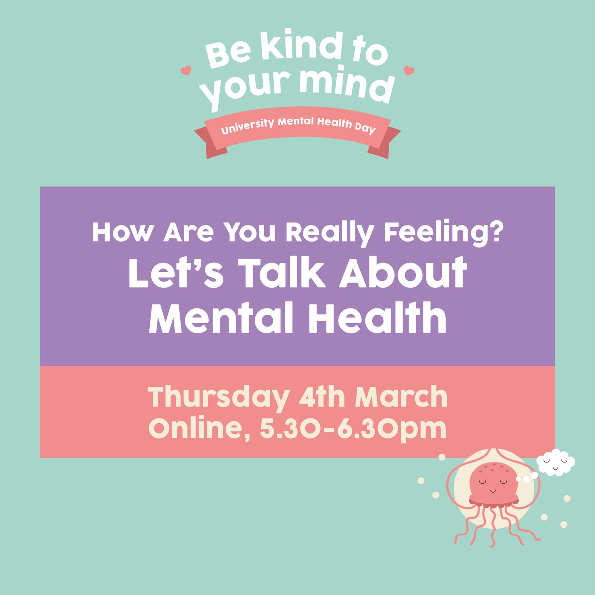 Our University Mental Health Day event: "How are you really feeling? Let's Talk about Mental Health" begins at 5:30pm. Due to our ongoing website issues please find a  link to join the event here: qmul-ac-uk.zoom.us/j/86933322317

We hope to see you there! <a href="/QMUL/">Queen Mary University of London</a> <a href="/QMStudentHealth/">QMUL Student Health</a> <a href="/QMUL_ACS/">QMUL Advice and Counselling Service</a>